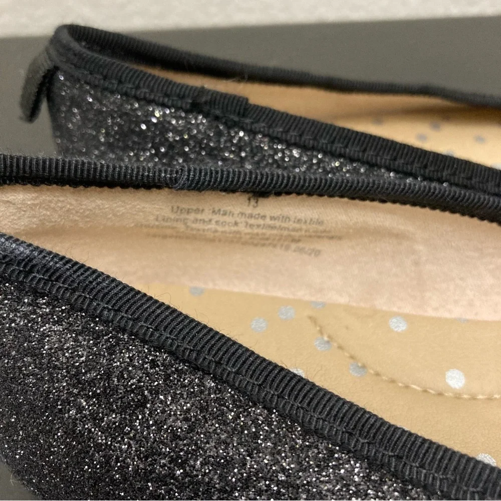 Cat & Jack Sparkle Flats - Black/Silver - Size 13 Girls